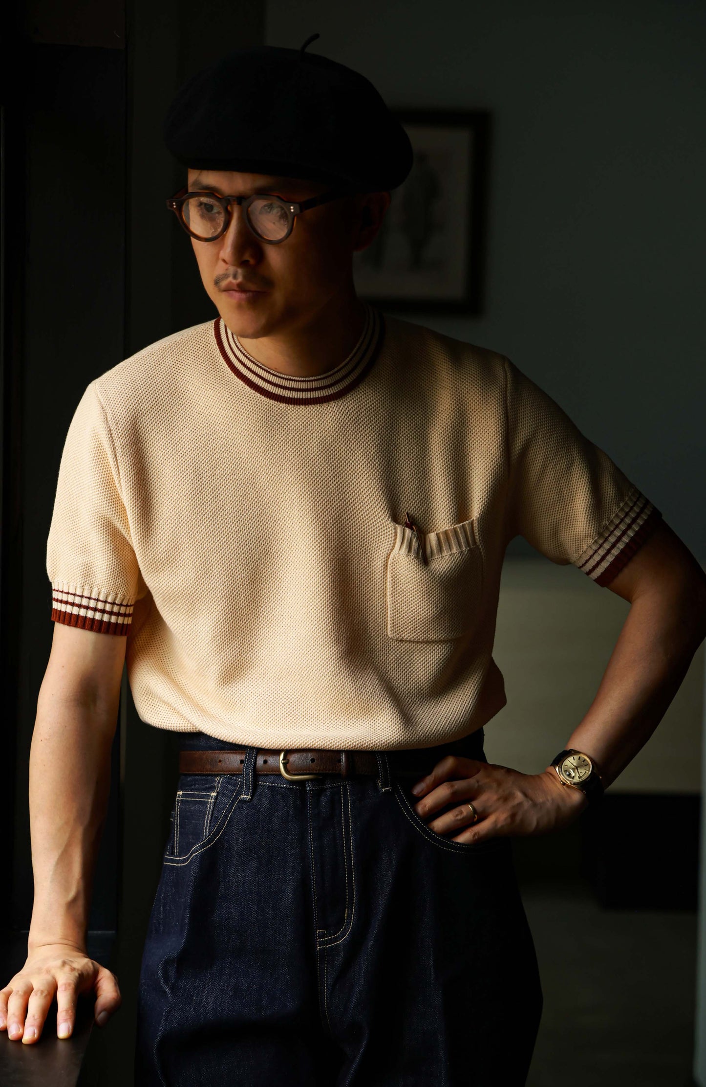 Heavyweight High-Twist Cotton Short-Sleeve T-Shirt — Apricot Haze