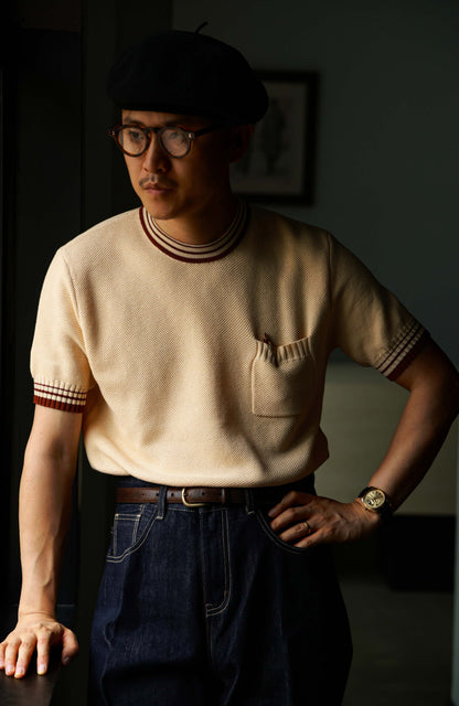 Heavyweight High-Twist Cotton Short-Sleeve T-Shirt — Apricot Haze