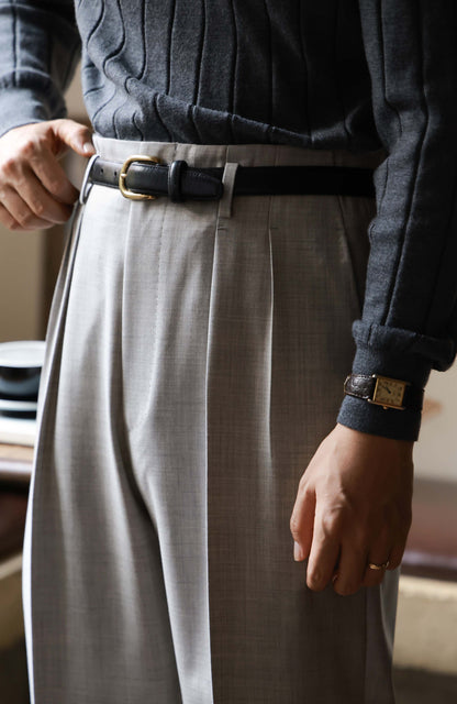 Suit Trousers with Hollywood-Waist and High-Waisted Double-Pleated — Mist Grey