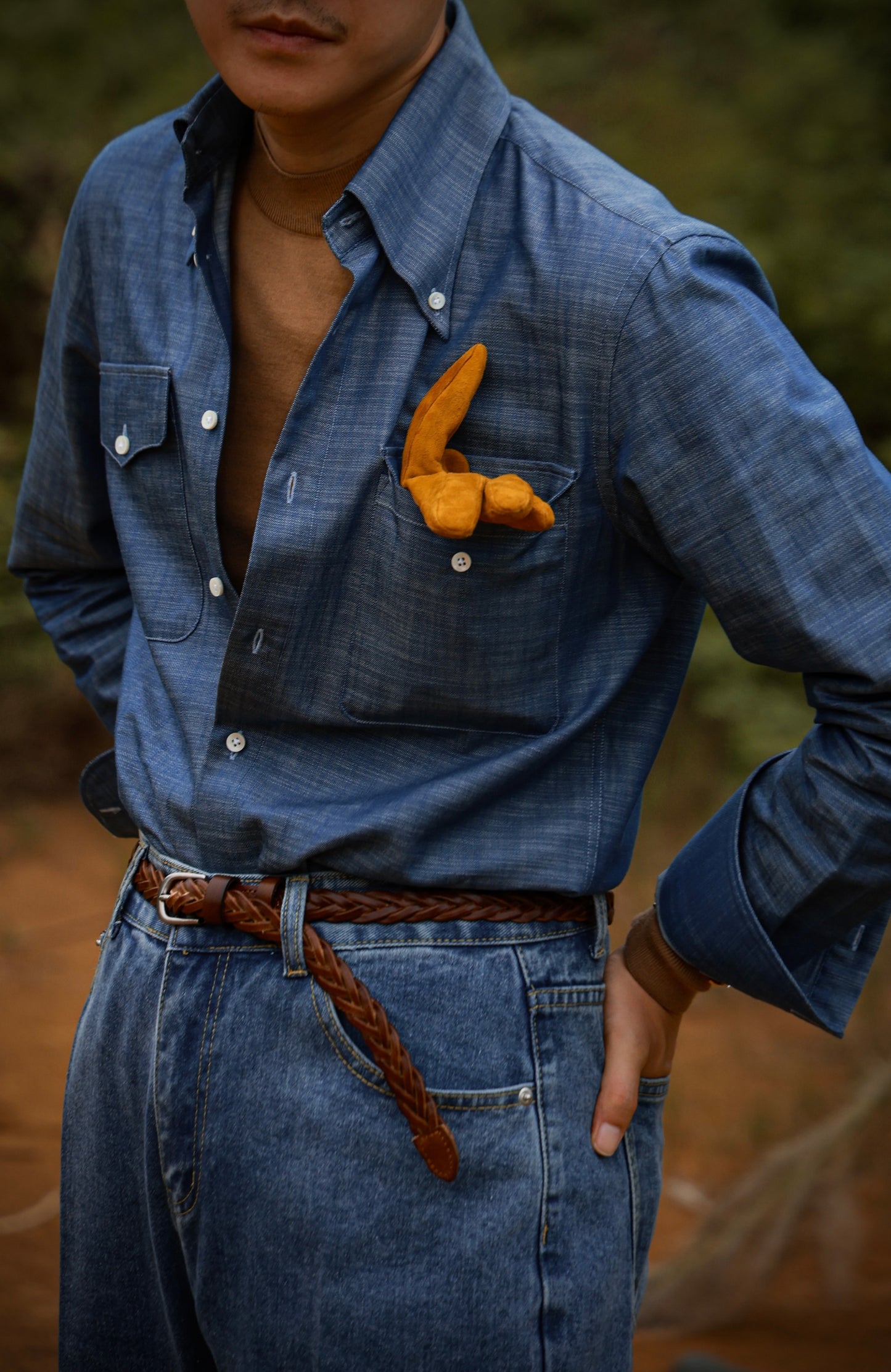 "Denim" button-down shirt 