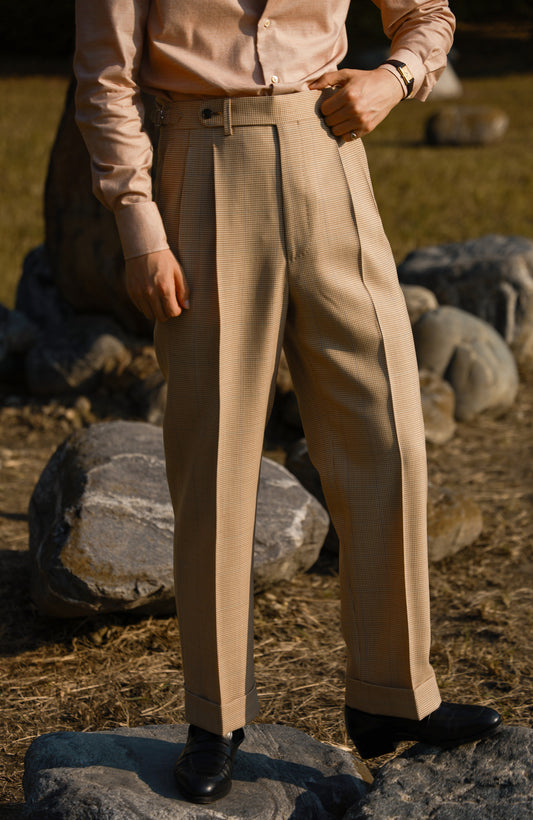 Desert Yellow Houndstooth Suit Trousers 