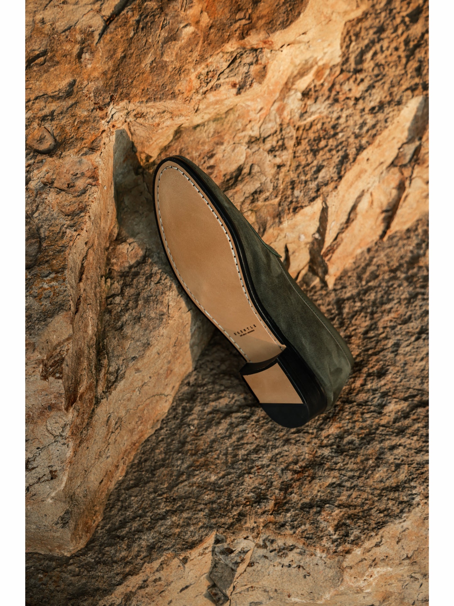 「Fir Needle Green」Belgian Suede Loafers with Calfskin Sole Blake Stitched & Italian Lambswool Lined