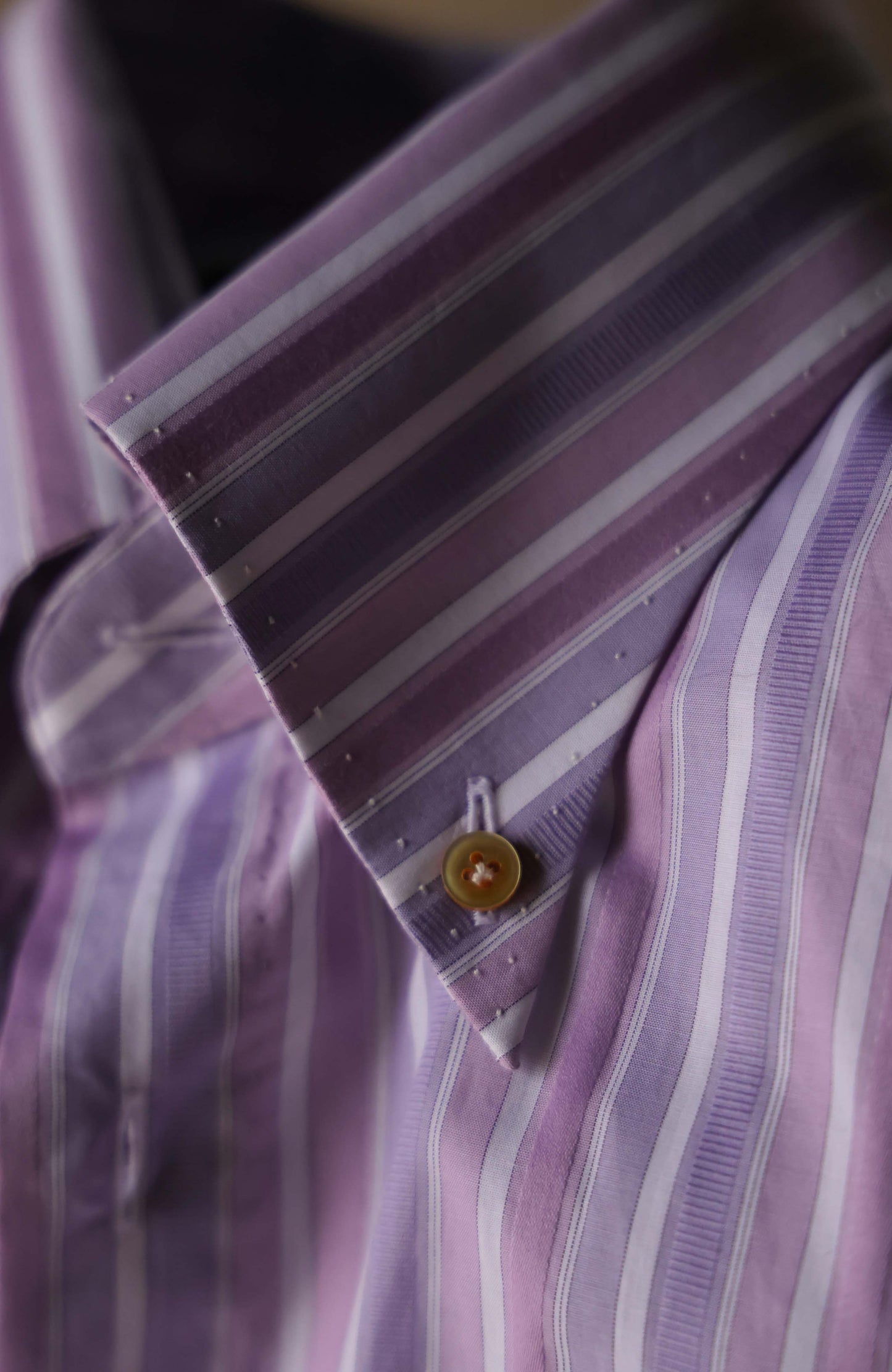 SÖKTAS Cotton Handcrafted Button-Down Collar Shirt — Provence lavender Stripe