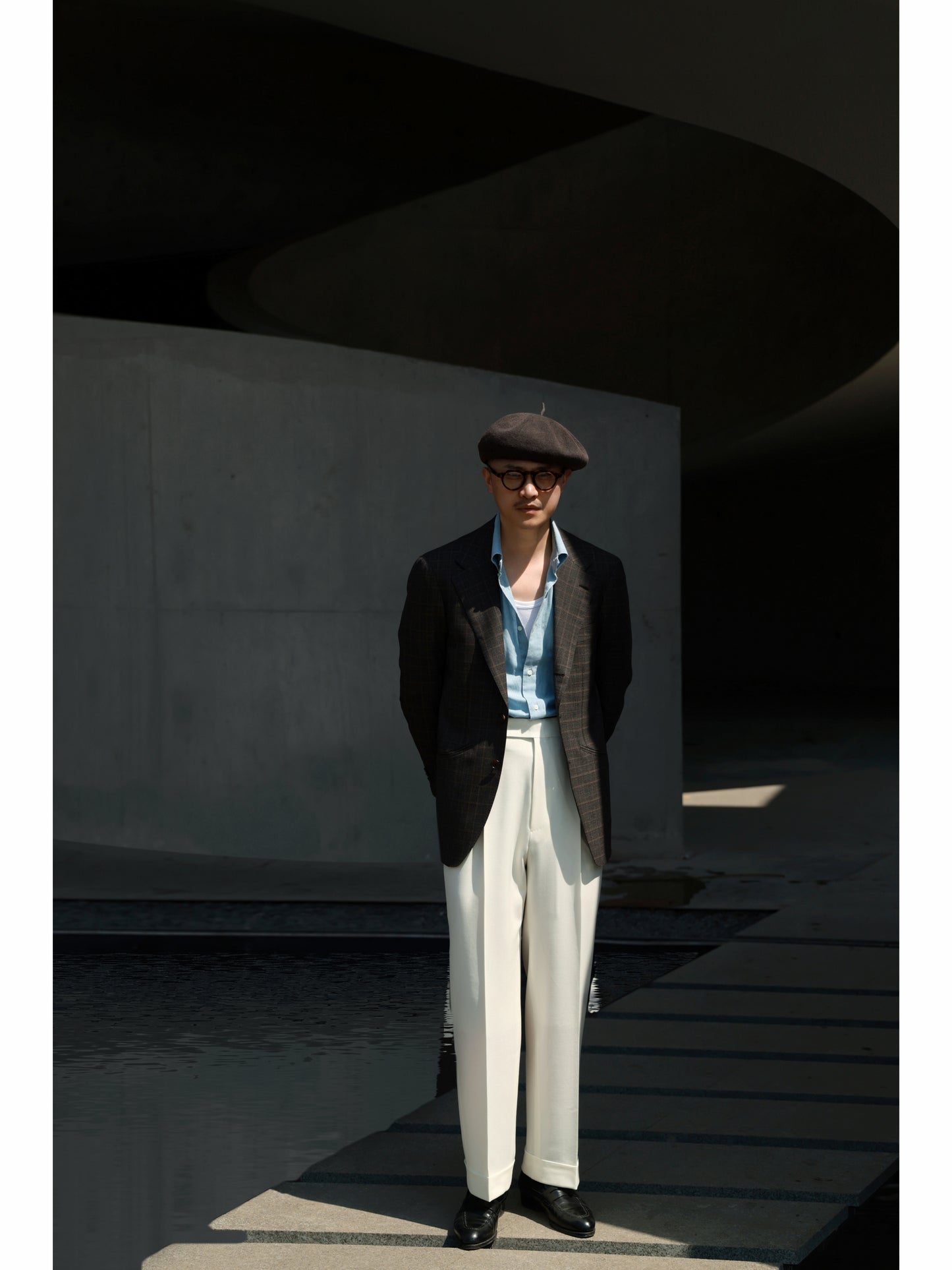 「Hazelnut brown checkered」Italian-style Half-canvass Pure wool Suit Jacket