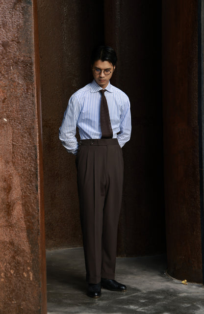 Suit Trousers with Parisian Side Adjusters and High-Waisted — Brown