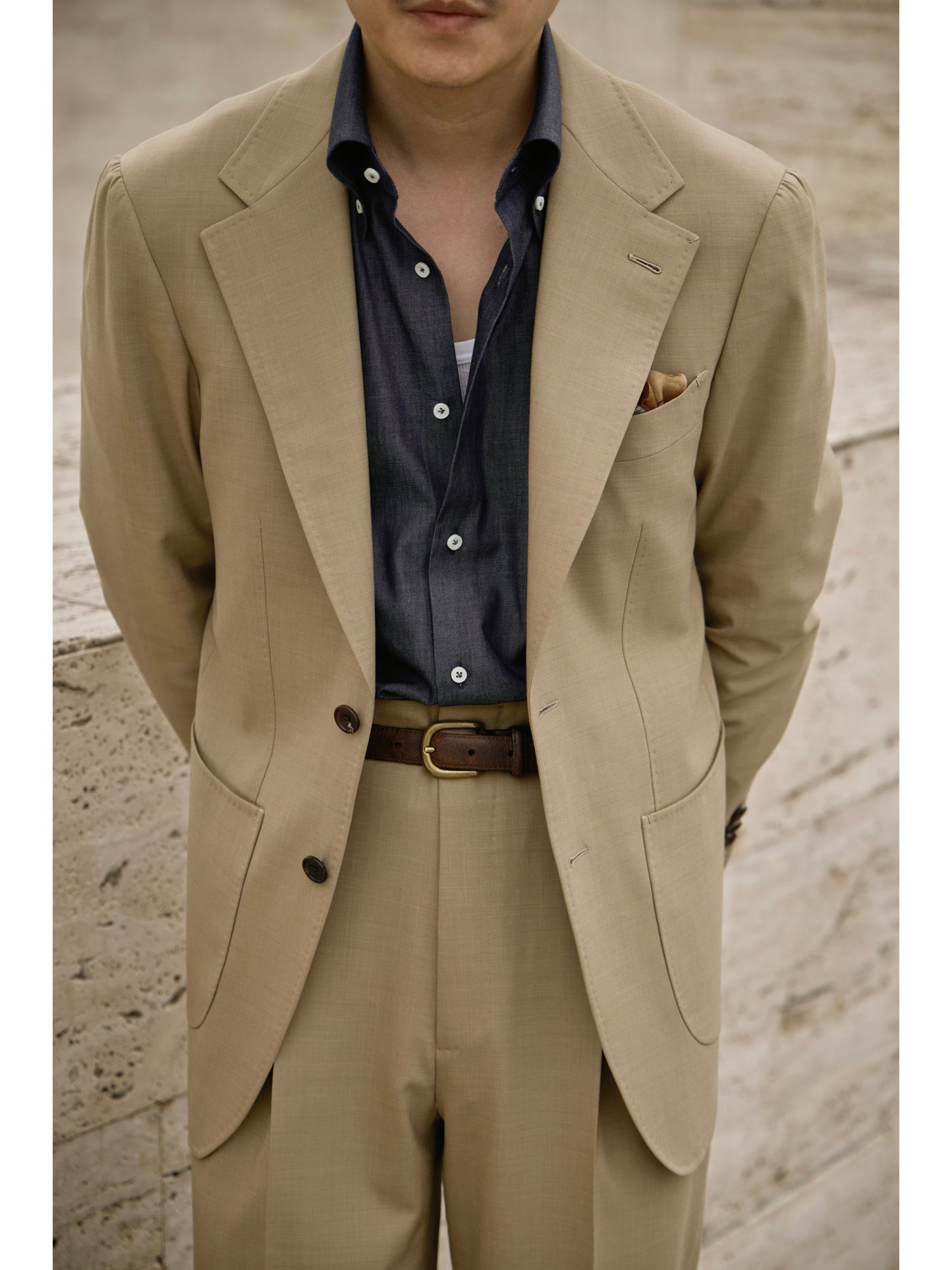 「Sand Trace」Italian-style Half-Canvas Notched Lapel Suit Jacket