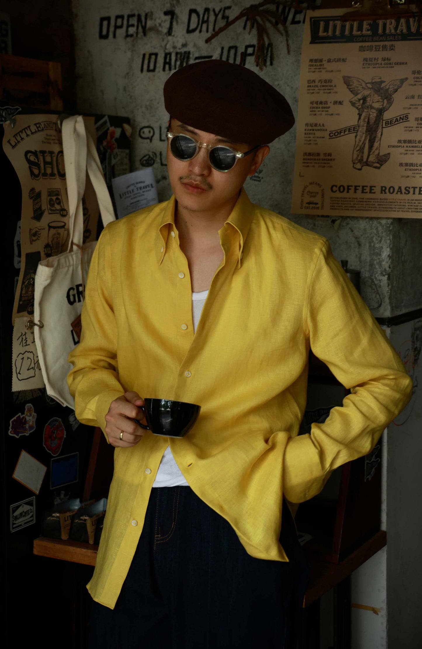Linen Button-Down Collar Shirt — Lemon Zest