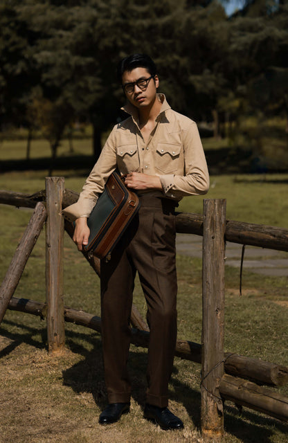 Western Collar Long-Sleeve Shirt(21-Wale Japanese Corduroy) — Autumn Wheat