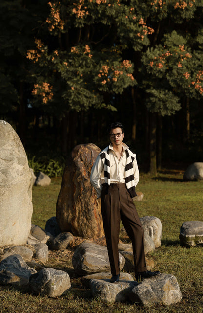 Western Collar Long-Sleeve Shirt(21-Wale Japanese Corduroy) — Sandshore Beige