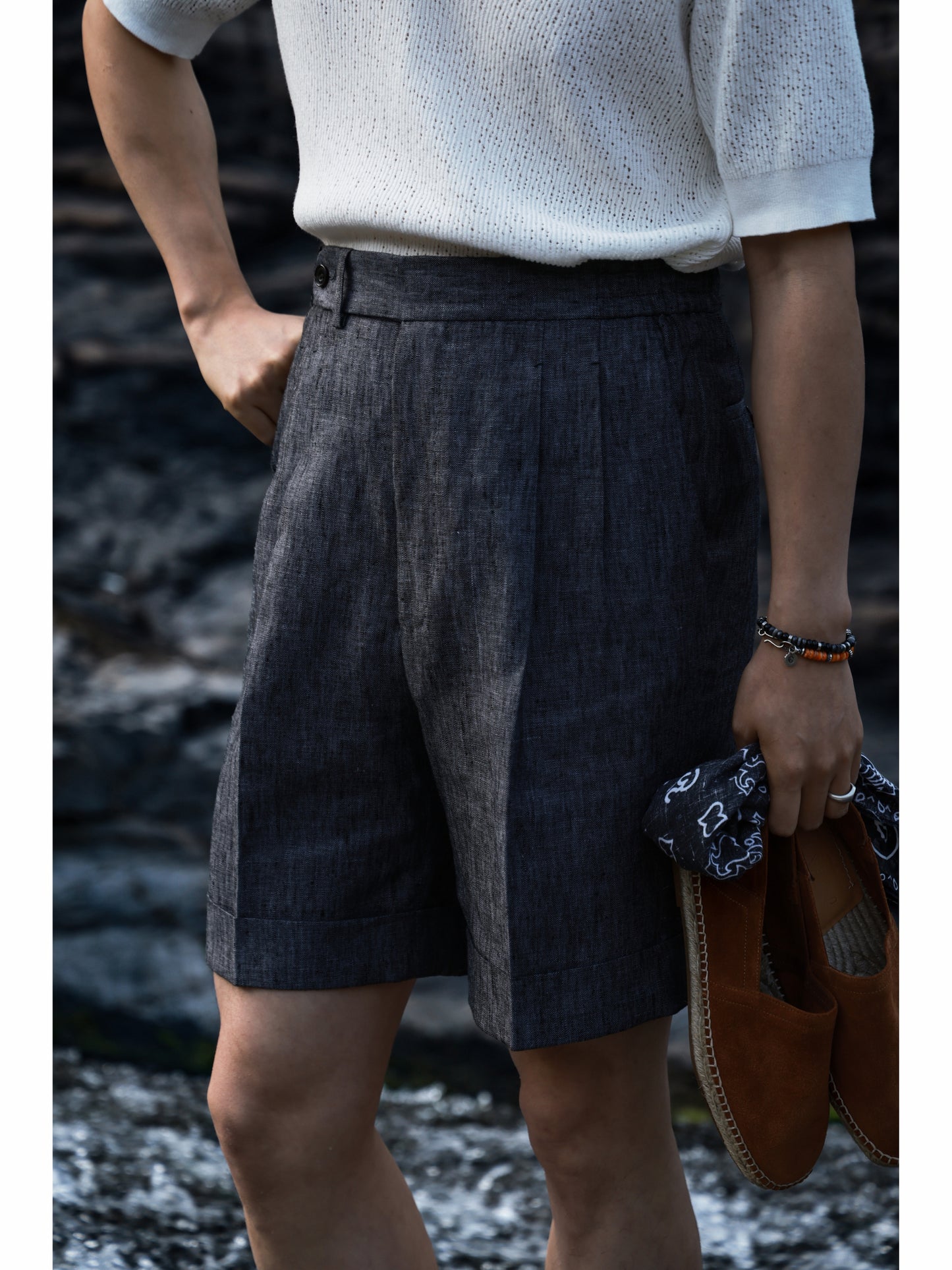 Linen Shorts — Denim