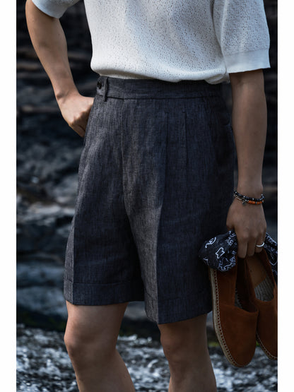 Linen Shorts — Denim