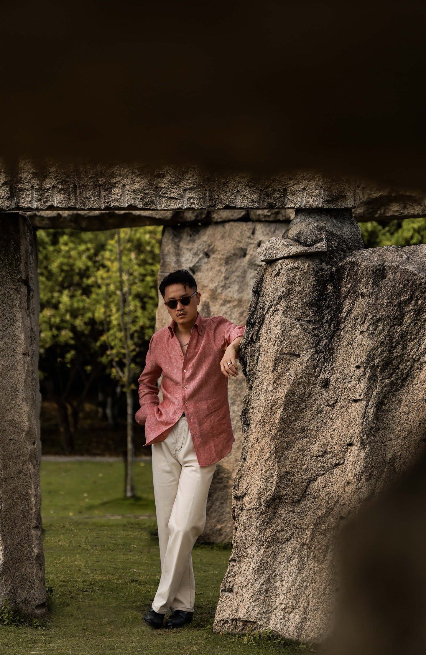 Linen One-Piece Collar Shirt — Red Canyon Sand
