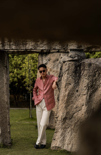 Linen One-Piece Collar Shirt — Red Canyon Sand