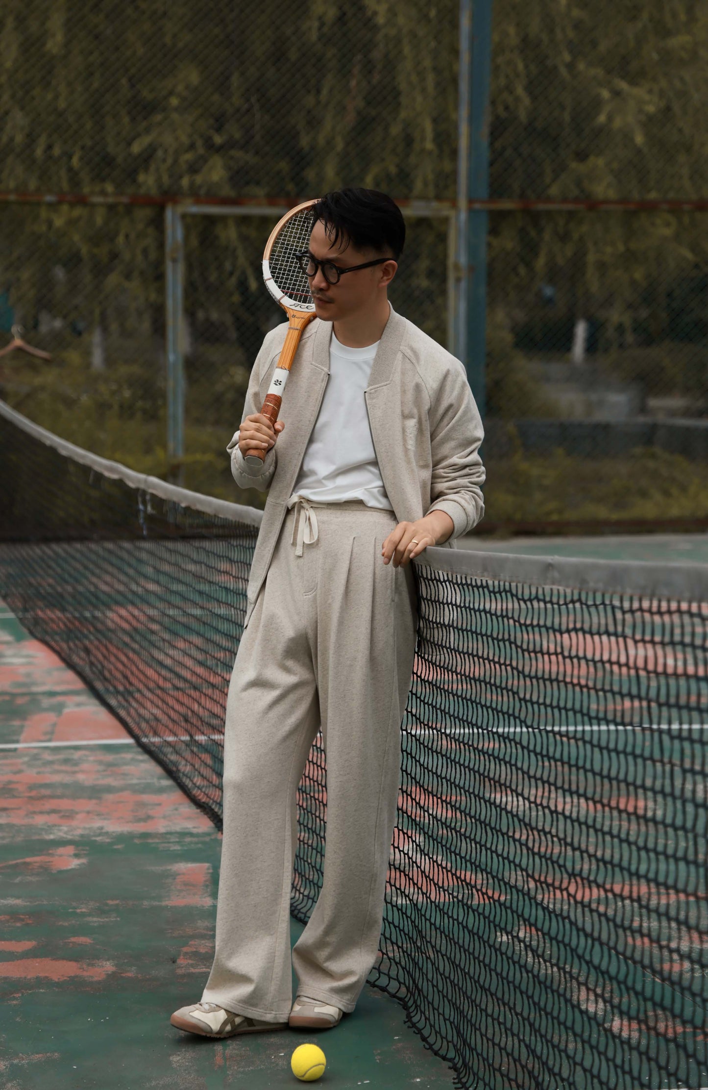 Linen Cotton Reversible Leisure Set — Bare Clay Sand Reversible Zip Lounge Jacket