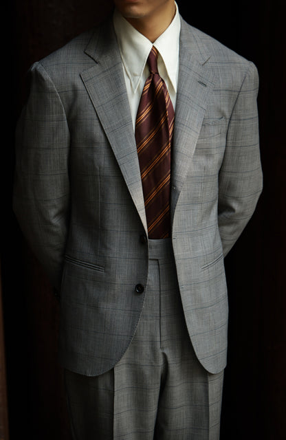 Half-Canvas Single-Breasted Suit Jacket — Grey Prince of Wales Check