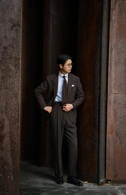 Suit Jacket with Half-Canvas and Notched Lapel — Brown