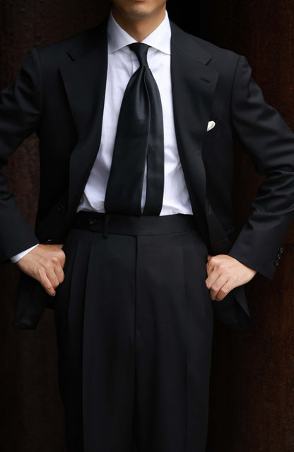 Tollegno 1900 Half-Canvas Single-Breasted Suit Jacket — Midnight Black