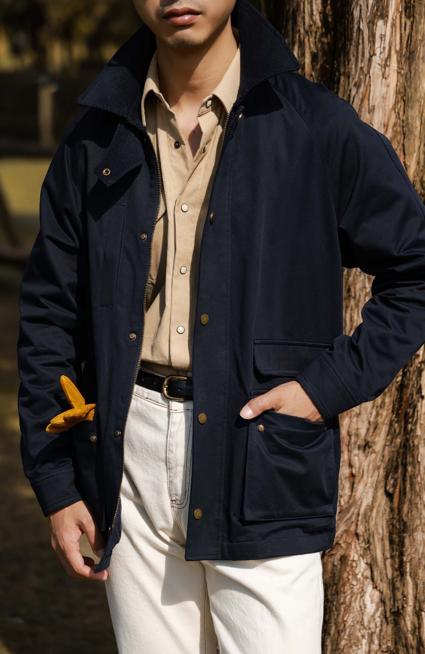 Heavy Cotton Raglan Jacket — Navy