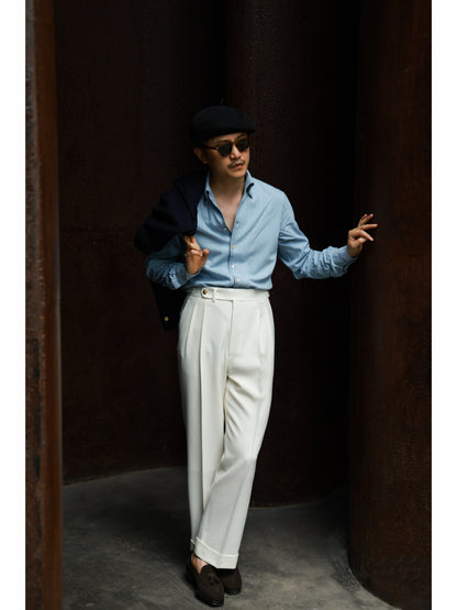 One-piece Collar Shirt — Washed Denim