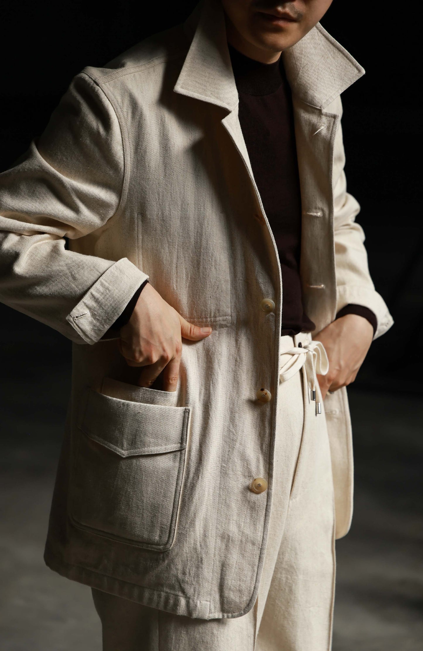 Heavyweight Linen Hemp French Workwear Jacket — Oat Beige
