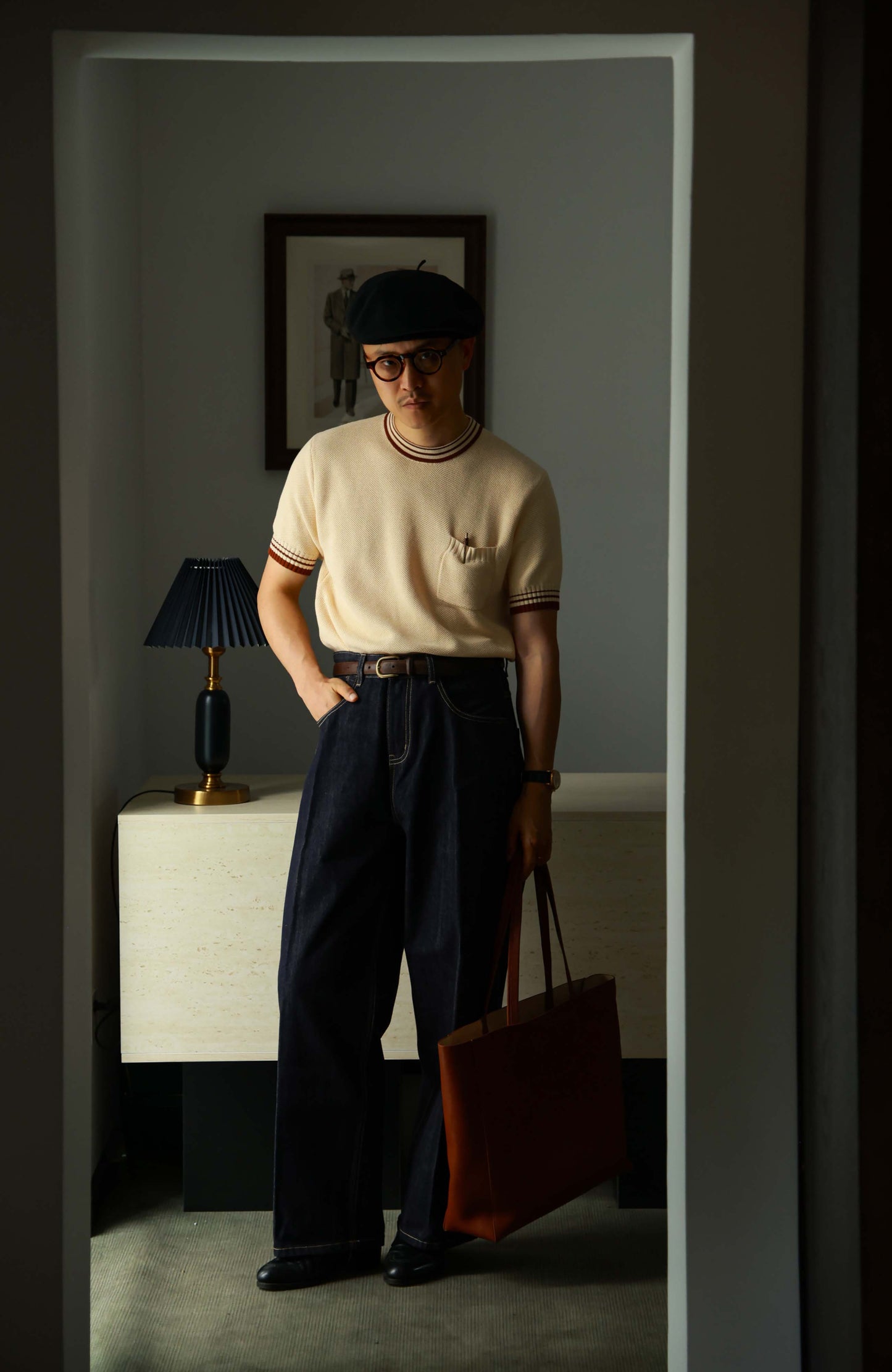 Heavyweight High-Twist Cotton Short-Sleeve T-Shirt — Apricot Haze