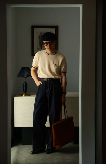 Heavyweight High-Twist Cotton Short-Sleeve T-Shirt — Apricot Haze