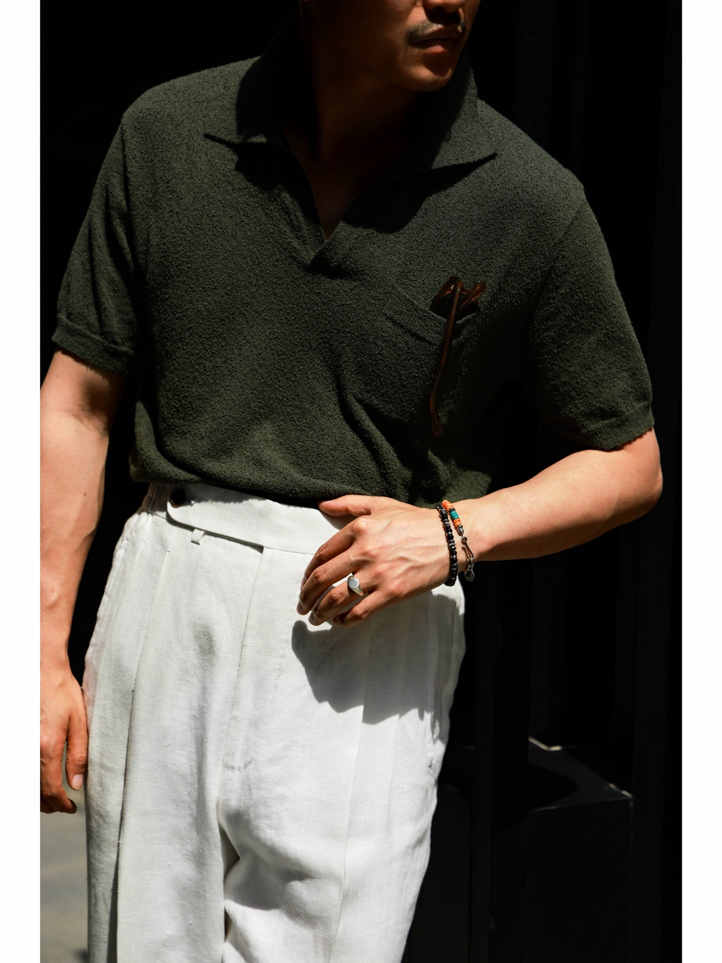 「Moss」Terry-Knit Combed-Cotton Short-Sleeve Polo Shirt in the set