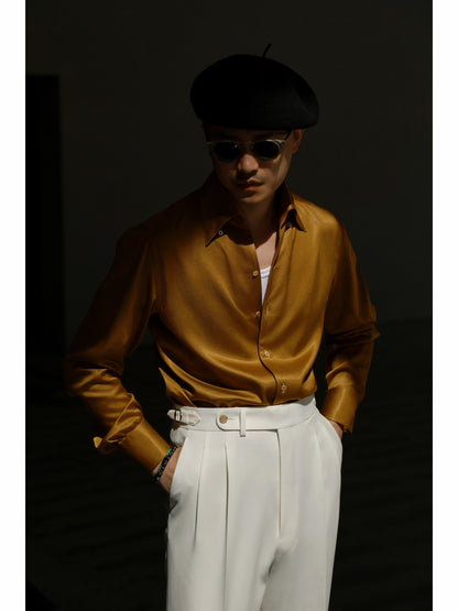 Handcrafted One-piece Collar Shirt — Floating golden