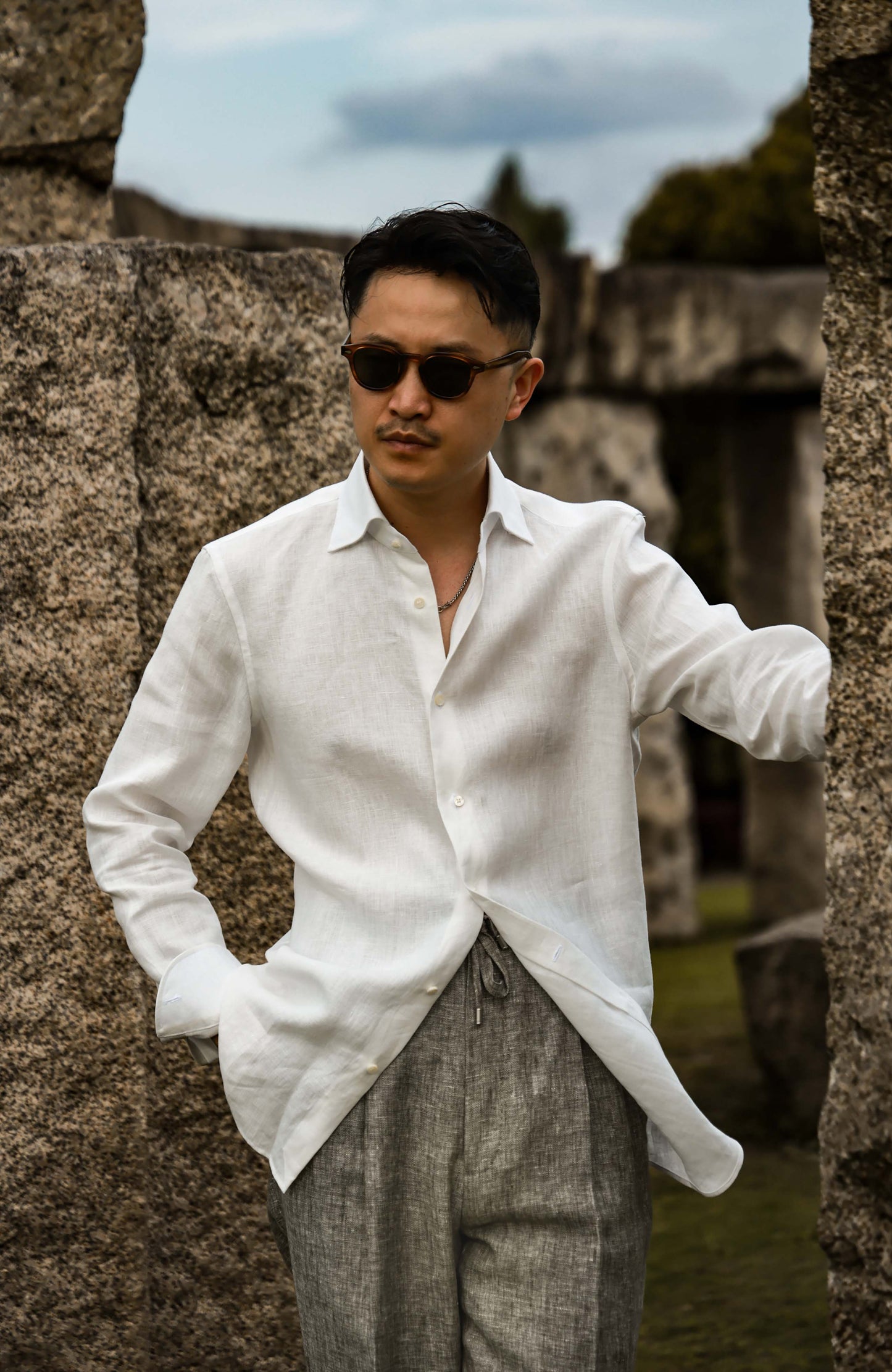 Linen Wide-Spread Collar Shirt — Native Linen White
