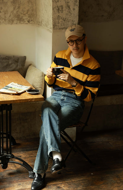 Mid-High Waisted Casual Trousers — Faded Denim Blue