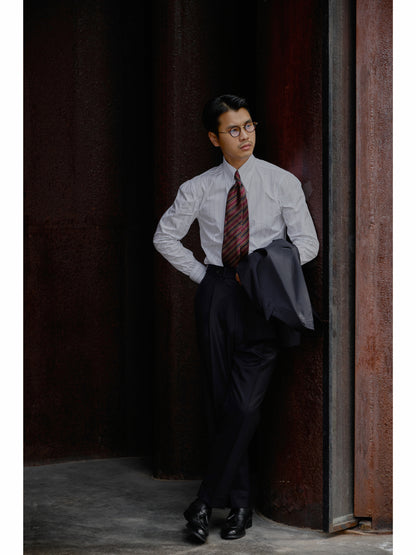 Long Point Collar Shirt — Pencil Navy Stripe