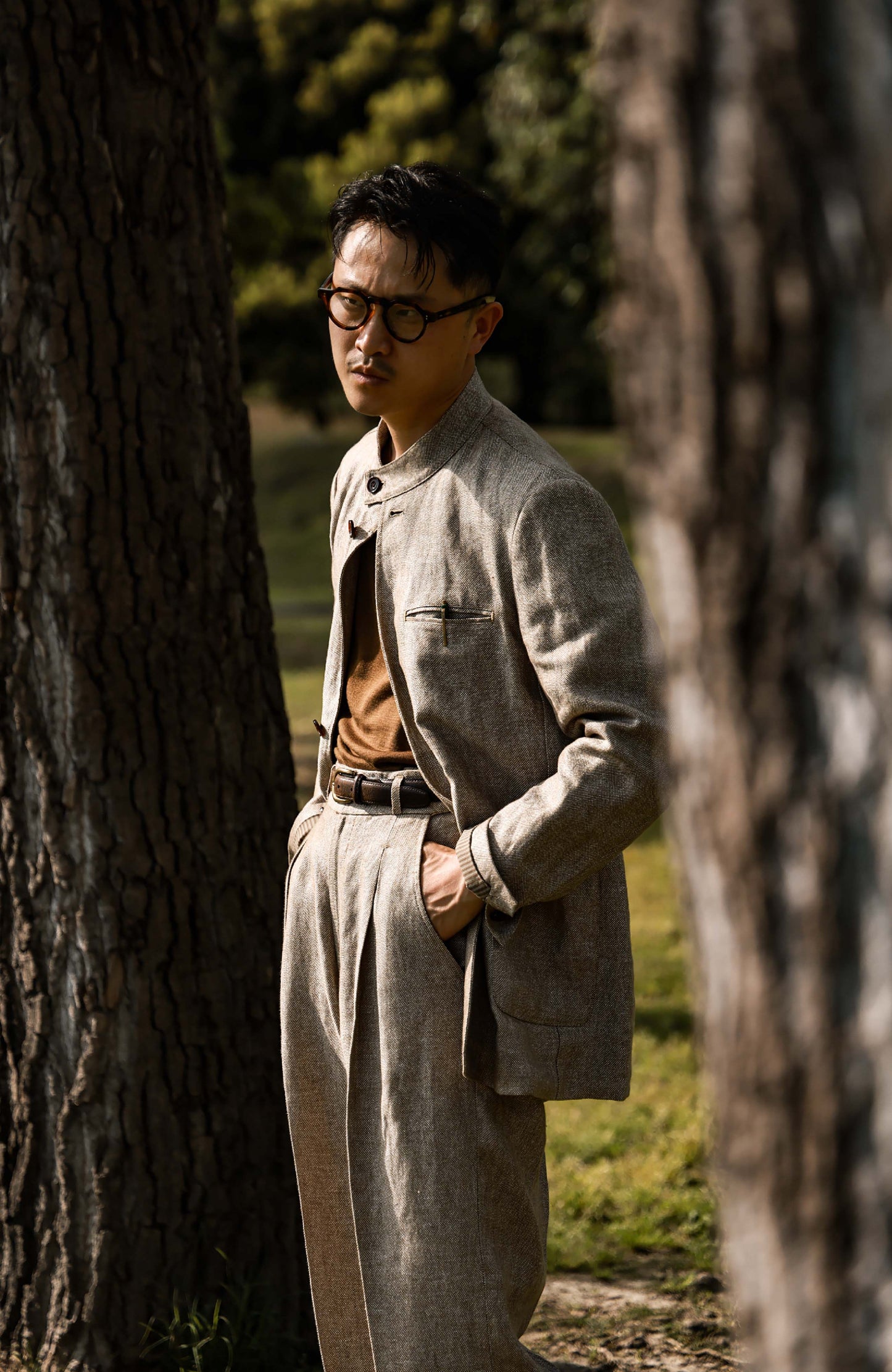 Non-Structured Heavyweight Linen Earl Jacket — Dune Beige