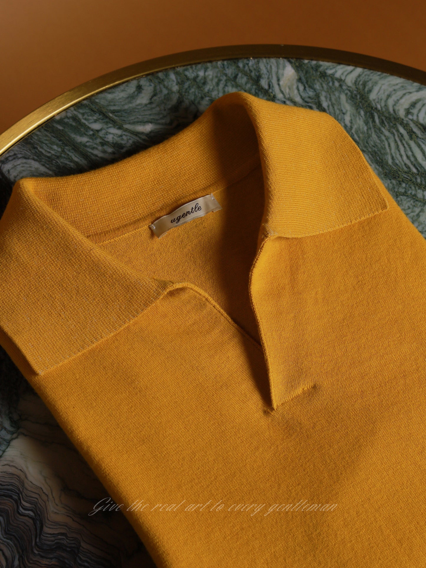 Cotton/Cashmere Classic Polo Amber Gold