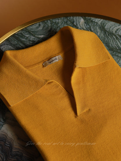 Cotton/Cashmere Classic Polo Amber Gold