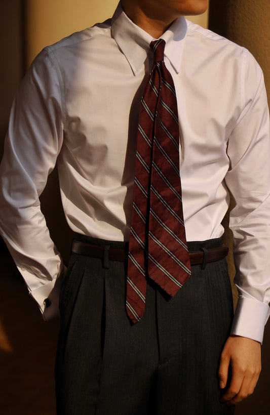 「Elegant White」Snap-tab Collar French Cuff Shirt