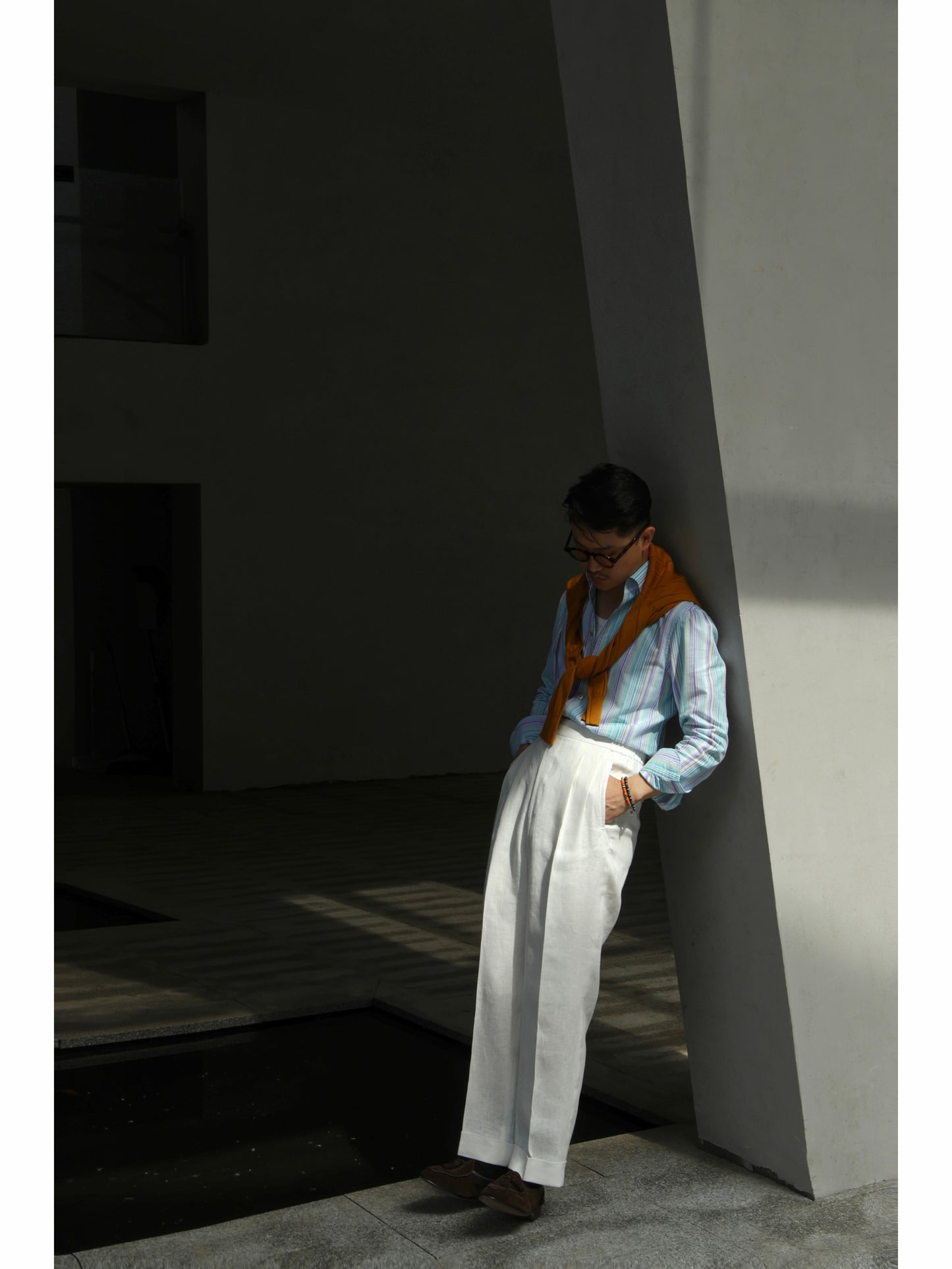 One-piece Collar Shirt — Santorini Turquoise stripe