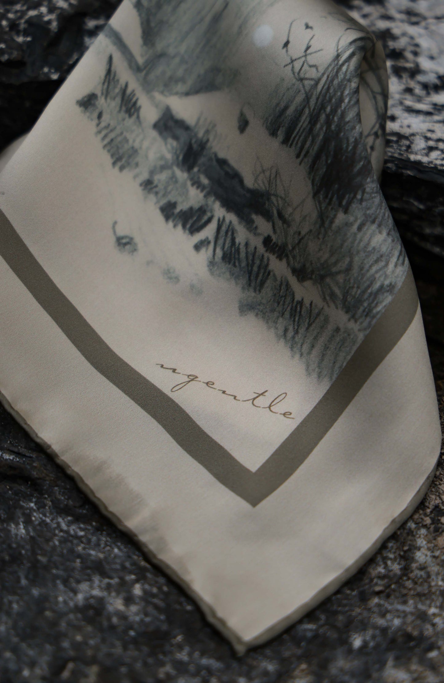 Silk Hand-Rolled Pocket Square — Winter Light
