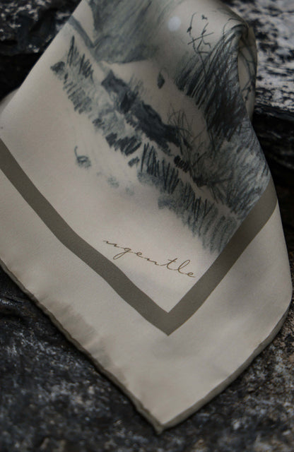 Silk Hand-Rolled Pocket Square — Winter Light