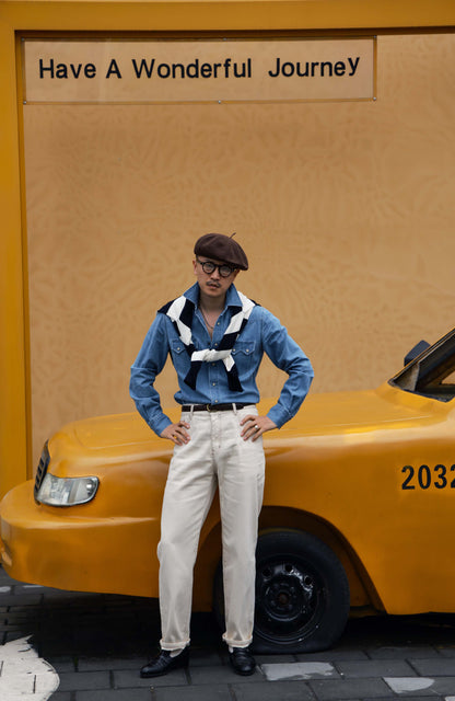 Handcrafted Mini-Point Collar Shirt — Heavy Washed Denim