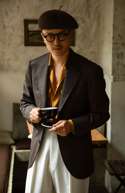 Half-Canvas Single-Breasted Suit Jacket — Truffle Brown