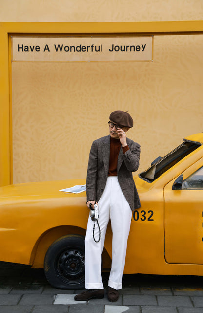 ETHOMAS Half-Canvas Single-Breasted Wool-Silk-Linen Blend Suit Jacket — Charcoal Brown