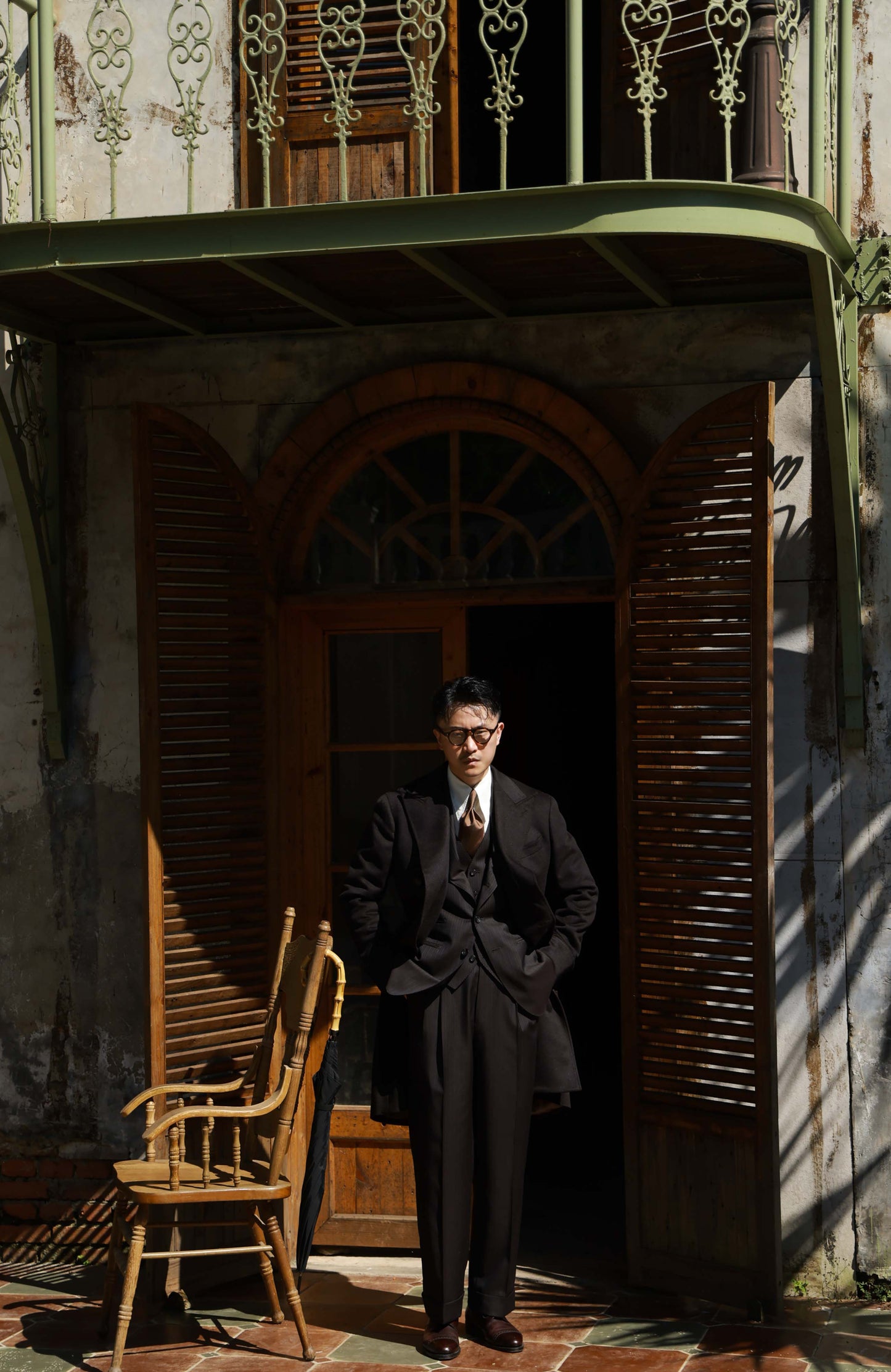 Half-Canvas Double-Breasted Wool Polo Coat — Ebony Brown