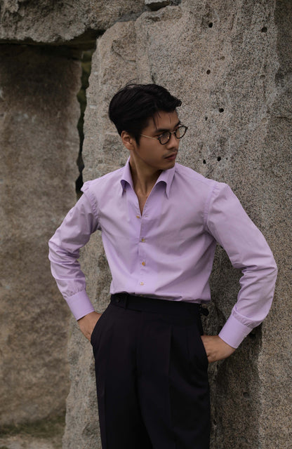 CANCLINI Cotton Handcrafted One-Piece Collar Shirt — Misty Wisteria