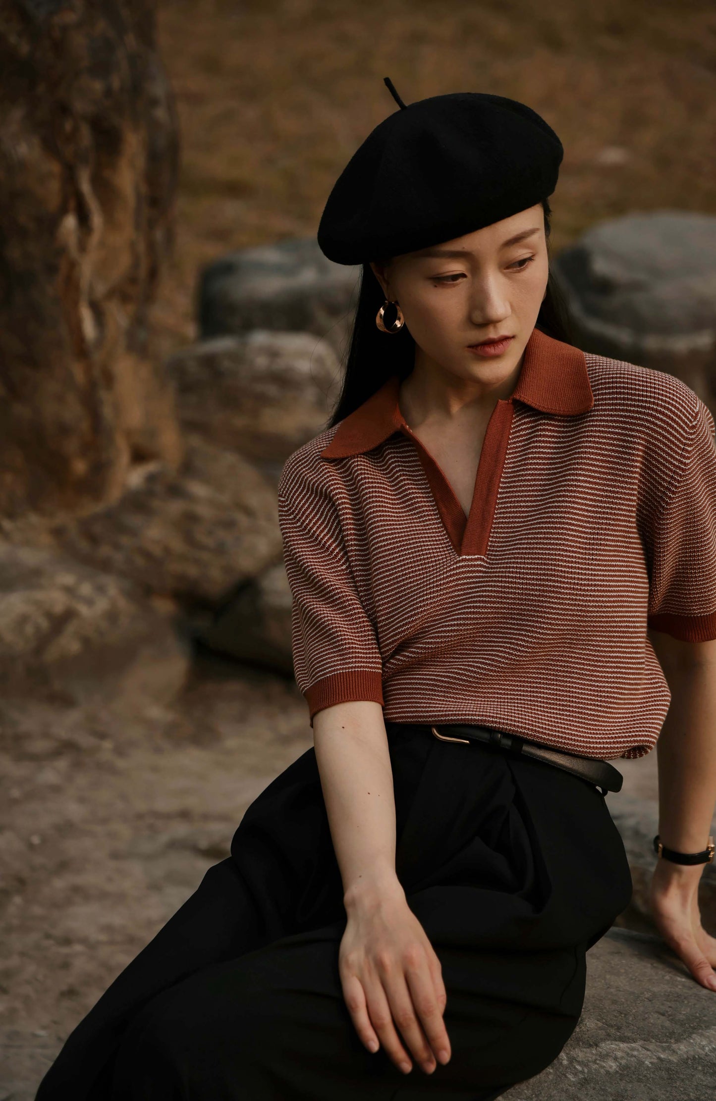 Handmade Linen Beret — Mountain Black