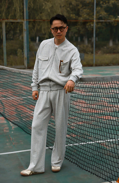 Linen Cotton Reversible Leisure Set — Mist Rock Grey Tailored Lounge Trousers