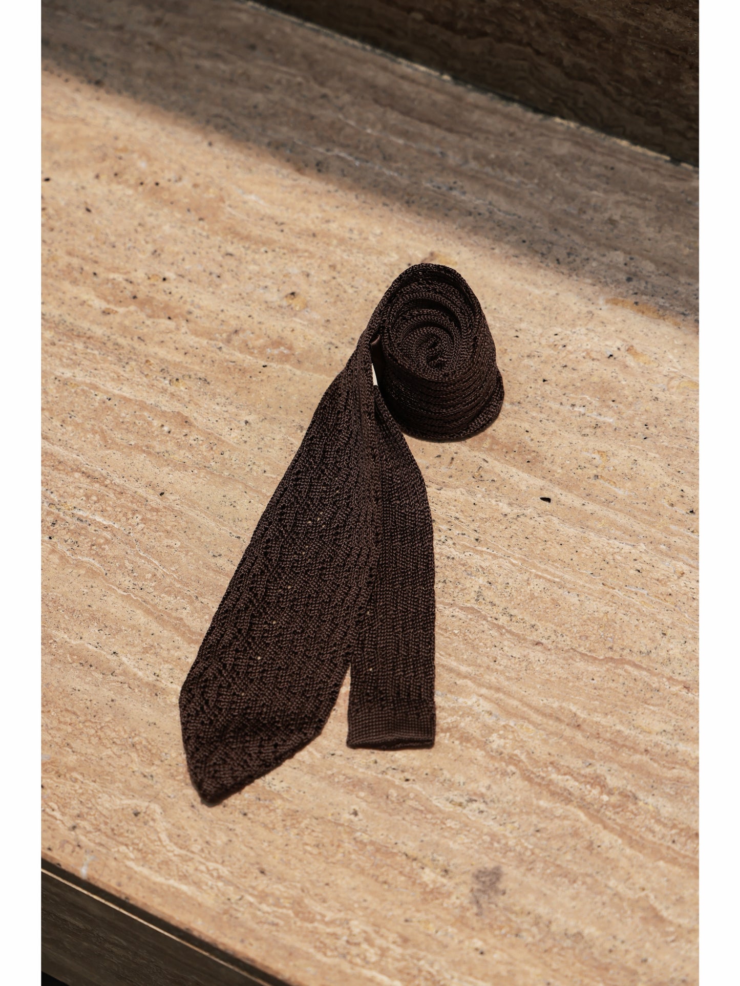 「Perforated Stone Series」Openwork Knit Academic Business Tie 100% Mulberry Silk