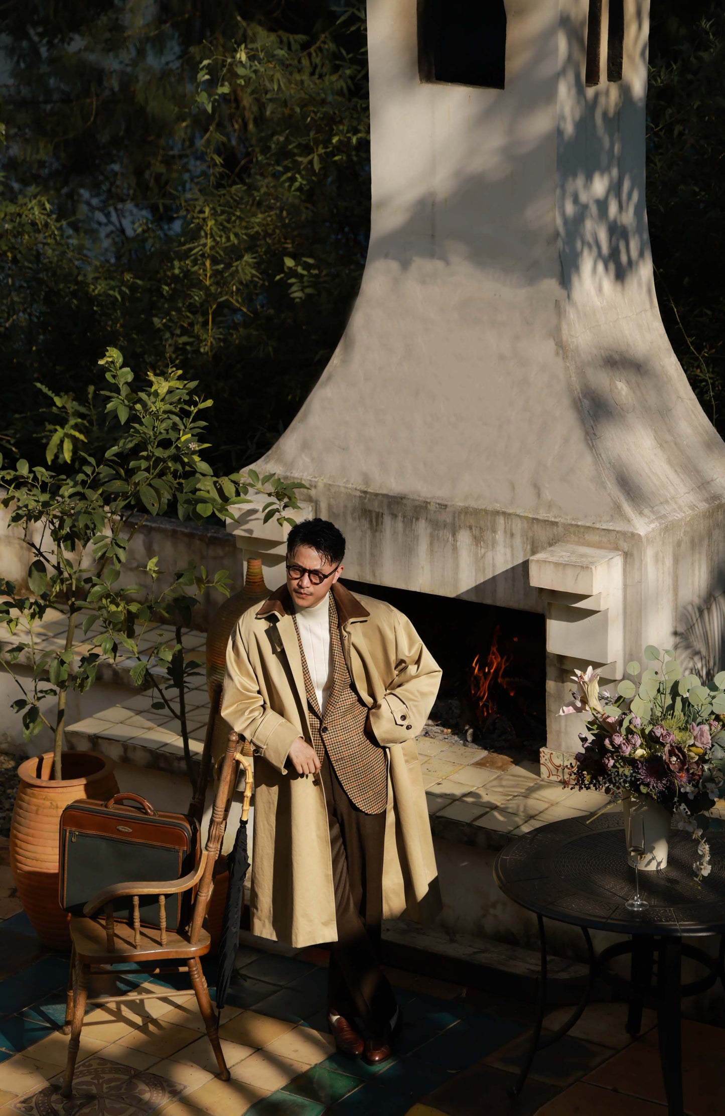 Super Heavyweight Trench Coat with Performance Finish & Detachable Wool Liner — Desert Whisper