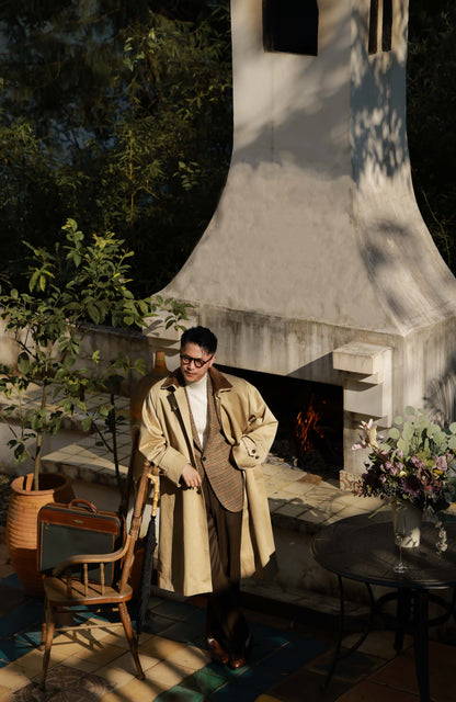 Super Heavyweight Trench Coat with Performance Finish & Detachable Wool Liner — Desert Whisper