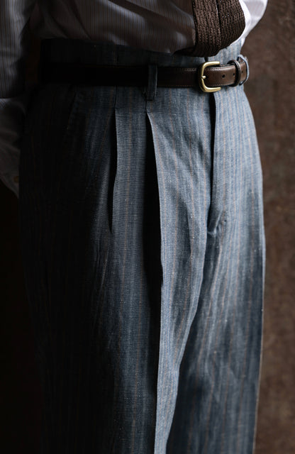Suit Trousers with Hollywood-Waist and High-Waisted Double-Pleated — Blue& Grey