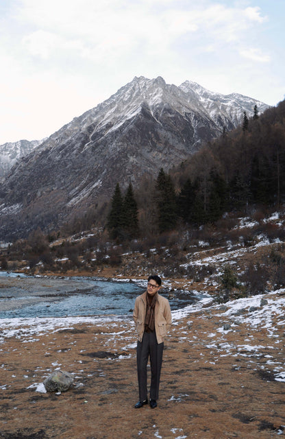 Art-Tuft Textured Herringbone A-1 Precision Jacket — Desert Dune